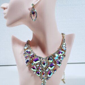 Aurora Rhinestone Necklace & Earrings
